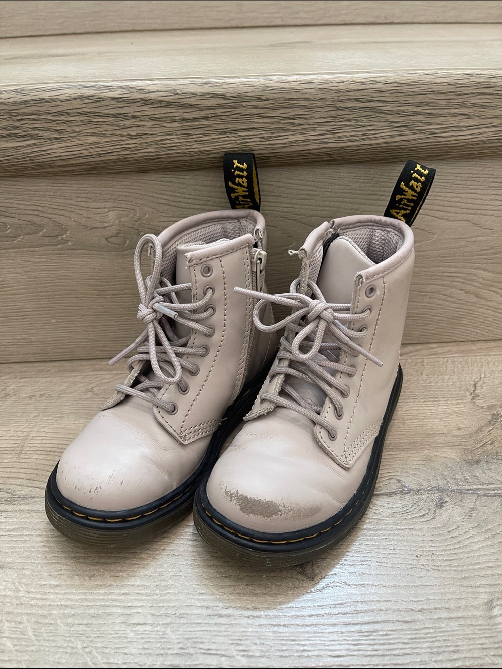 Dr. Martens Kids gray Lace-Up Ankle Boots with Black Sole
